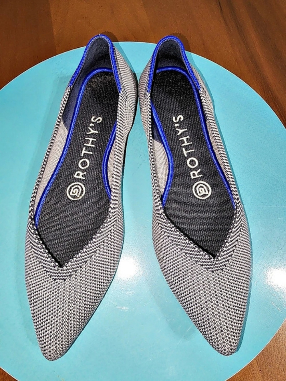 Rothy's The Point Flats in Gray & Blue US 5